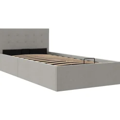 Bedframe met hydraulische opslag stof 90x200 cm><noscript><img width=