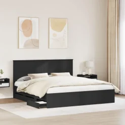 Meubelsets*vidaXL Bedframe met lade met opslag 200 x 200 cm Ingenieurshout Zwart
