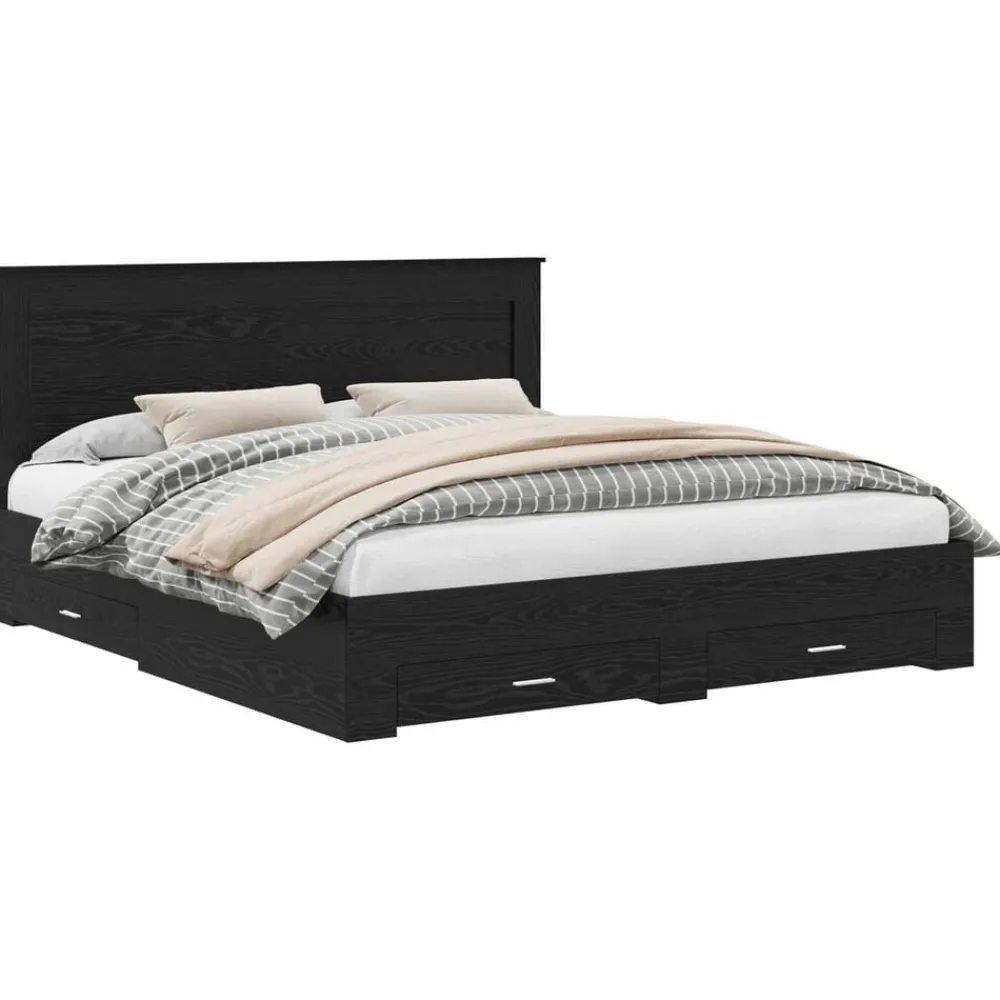 Bedframe met lade met hoofdeinde met opslag Bewerkt hout>vidaXL Online