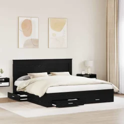 Bedframe met lade met hoofdeinde met opslag Bewerkt hout><noscript><img width=