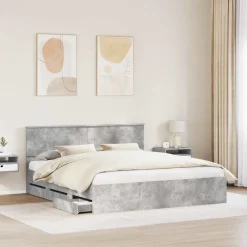 Meubelsets*vidaXL Bedframe met lade Beton Grijs 200 x 200 cm Ingenieurshout Betongrijs