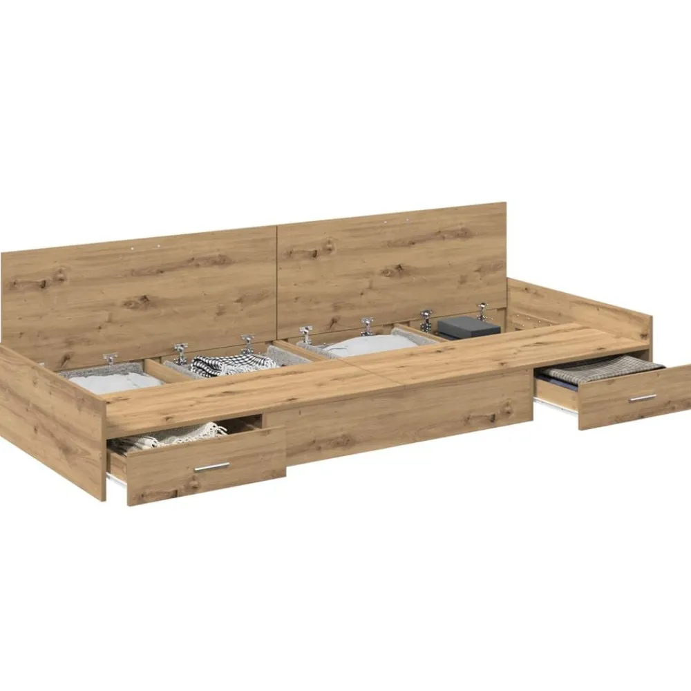 Bedframe met lade Artisan Eiken 98.5 x 200 cm Bewerkt hout>vidaXL Outlet