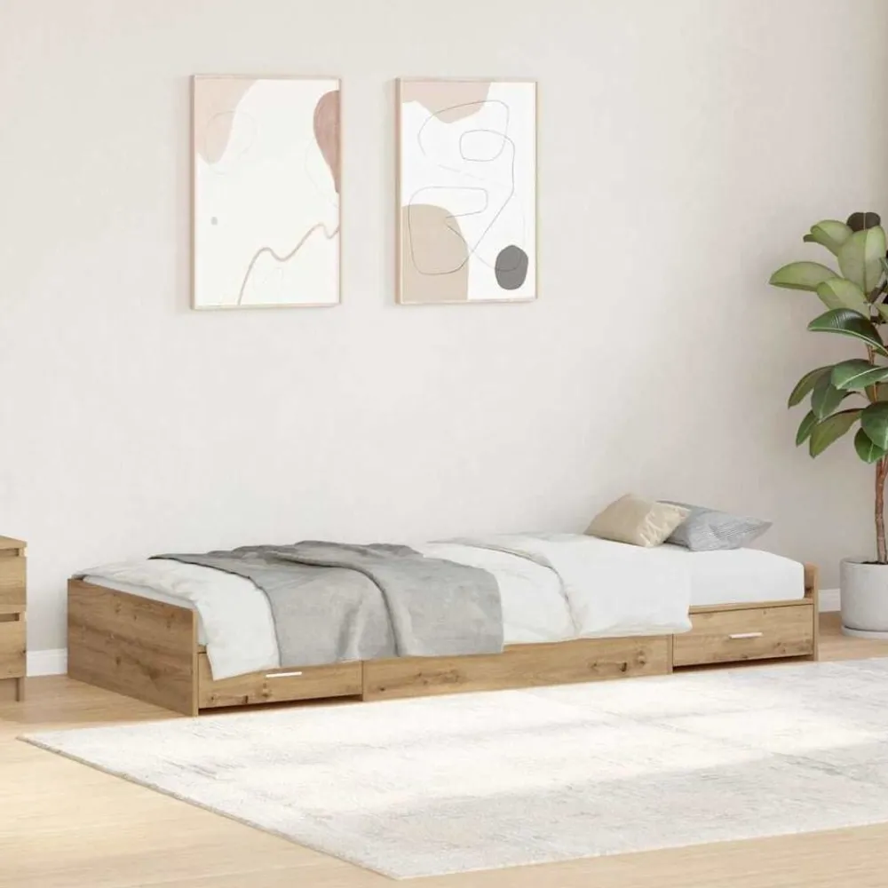 Bedframe met lade Artisan Eiken 98.5 x 200 cm Bewerkt hout>vidaXL Outlet