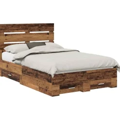 Bedframe met lade met opslag Oudhout 120 x 190 cm Bewerkt hout>vidaXL Best