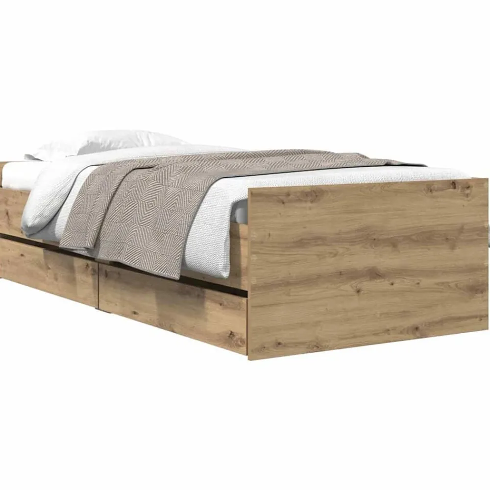 Bedframe met lade Artisan Eiken 100 x 200 cm Massief grenenhout>vidaXL New