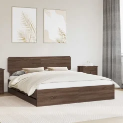 Meubelsets*vidaXL Bedframe met lade Bruine eik 200 x 200 cm Geconstrueerd hout