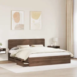 Meubelsets*vidaXL Bedframe met lade Bruine eik 200 x 200 cm Geconstrueerd hout