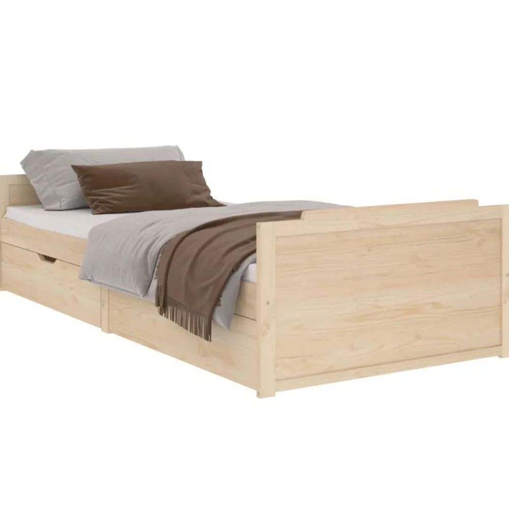 Bedframe met lades massief grenenhout 90x200 cm>vidaXL