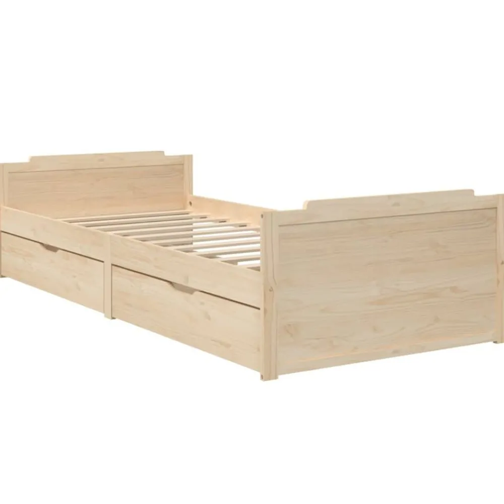 Bedframe met lades massief grenenhout 90x200 cm>vidaXL