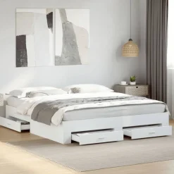 Bedframe met lades bewerkt hout 200x200 cm>vidaXL New