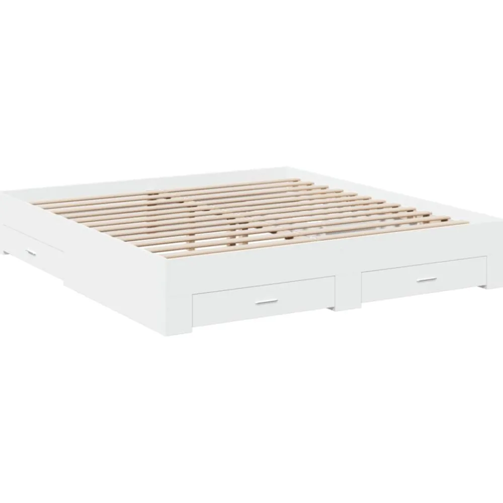 Bedframe met lades bewerkt hout 200x200 cm>vidaXL New