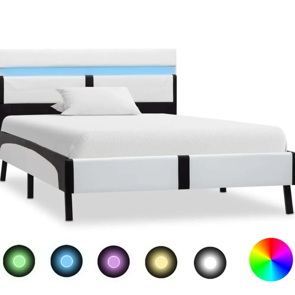 Bedframe met LED kunstleer 90x200 cm>vidaXL Sale