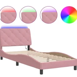 Bedframe met LED zonder matras fluweel 80x200 cm>vidaXL