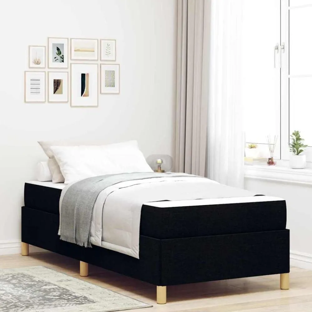 Bedden & Accessoires*vidaXL Bedframe met matras 80 x 200 cm Stof Zwart
