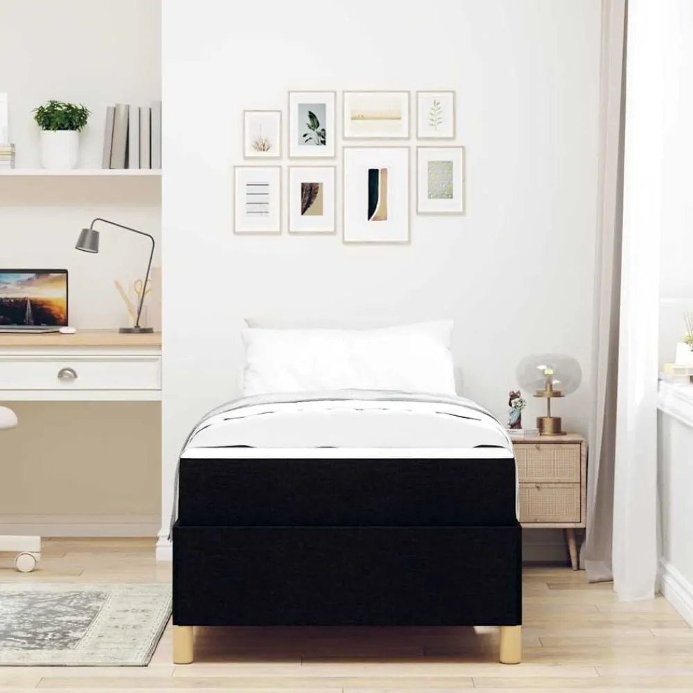 Bedden & Accessoires*vidaXL Bedframe met matras 80 x 200 cm Stof Zwart