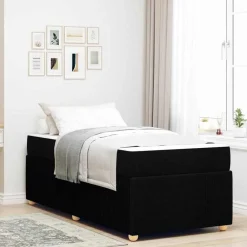 Bedden & Accessoires*vidaXL Bedframe met matras 80 x 200 cm Stof Zwart