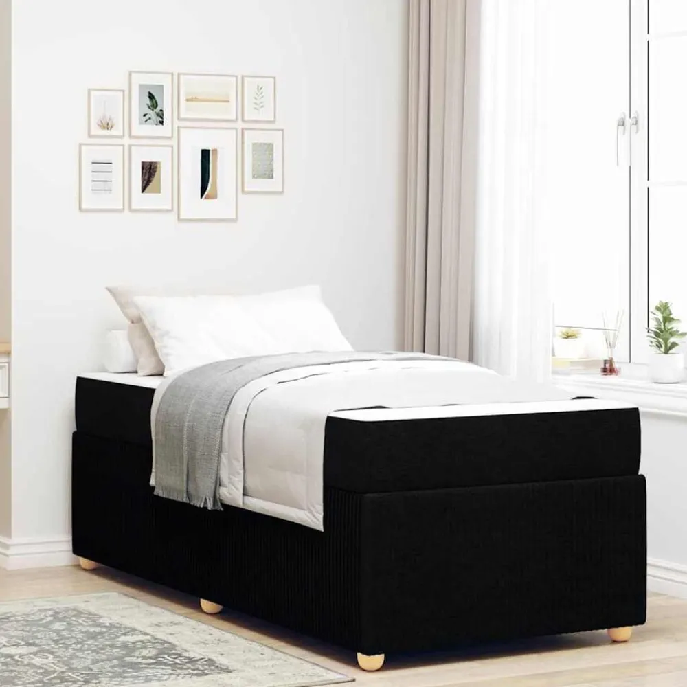 Bedden & Accessoires*vidaXL Bedframe met matras 80 x 200 cm Stof Zwart