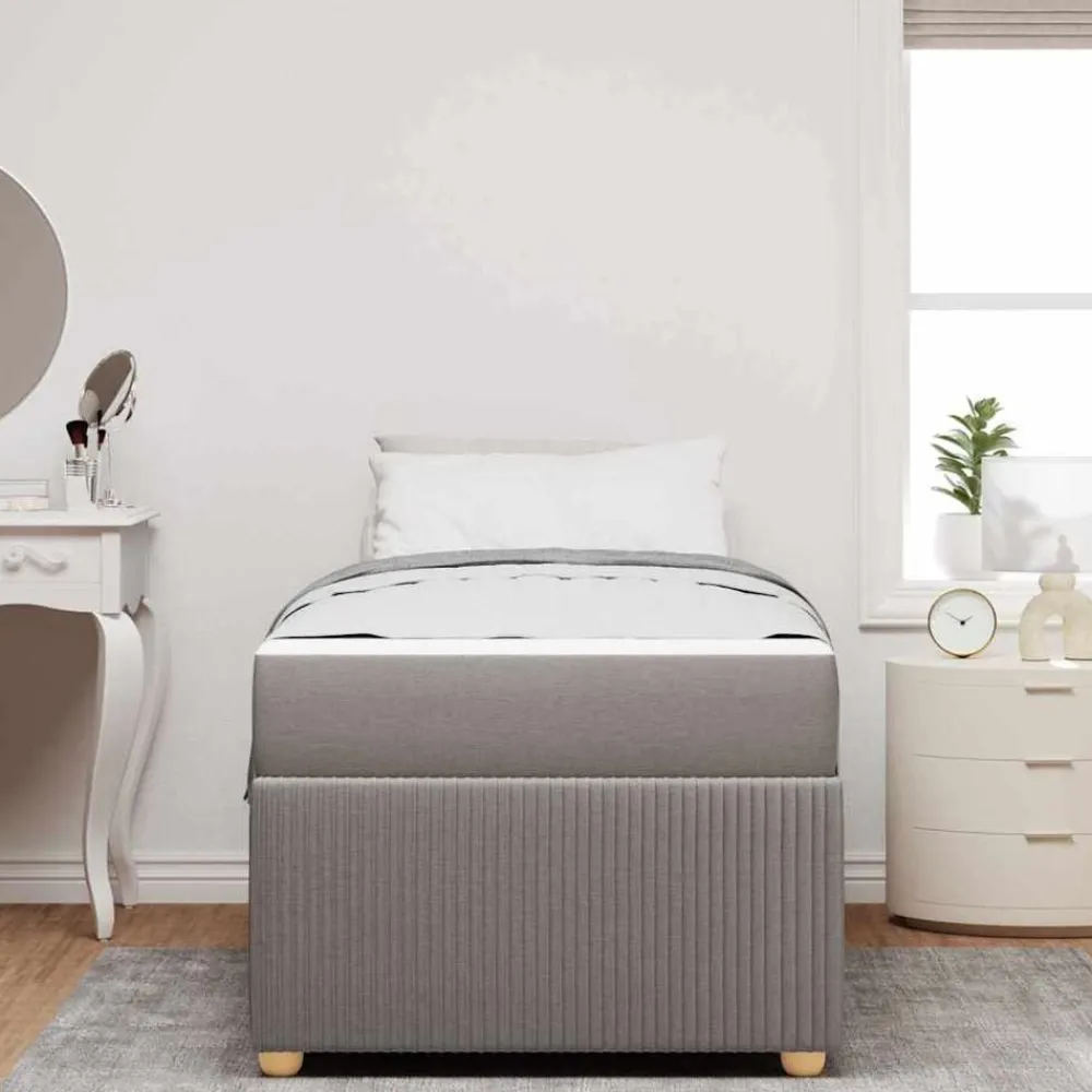 Bedden & Accessoires*vidaXL Bedframe met matras 80 x 200 cm Stof Taupe