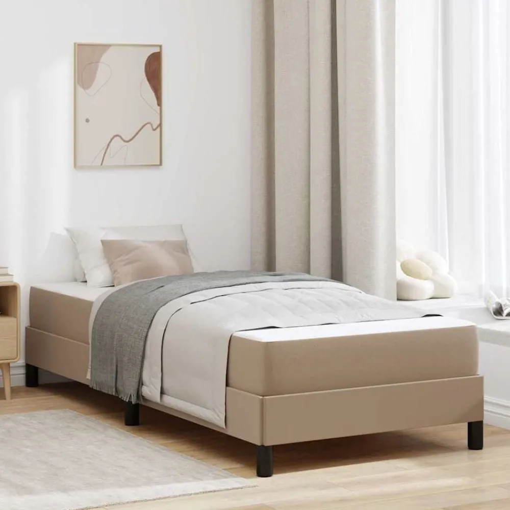 Bedden & Accessoires*vidaXL Bedframe met matras 80 x 200 cm Stof Cappuccino