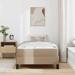 Bedden & Accessoires*vidaXL Bedframe met matras 80 x 200 cm Stof Cappuccino