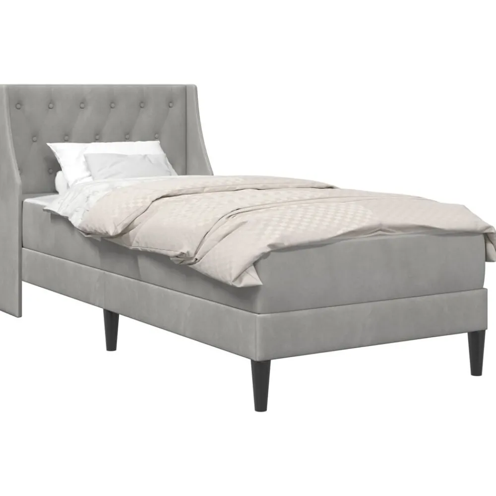 Bedden & Accessoires*vidaXL Bedframe met matras 80 x 200 cm Fluweel Lichtgrijs