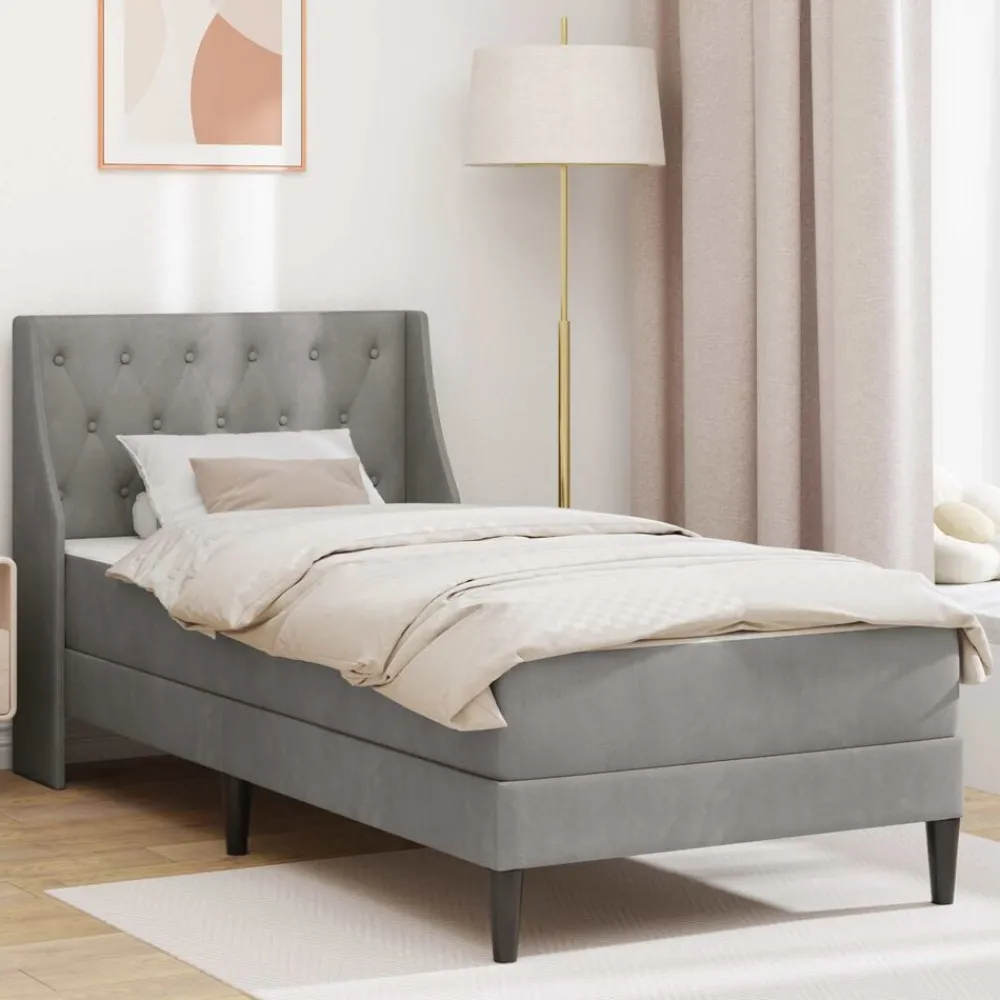 Bedden & Accessoires*vidaXL Bedframe met matras 80 x 200 cm Fluweel Lichtgrijs