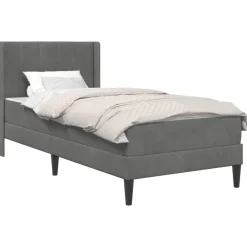 Bedframe met matras met matras Donkergrijs 90 x 200 cm Fluweel>vidaXL Outlet