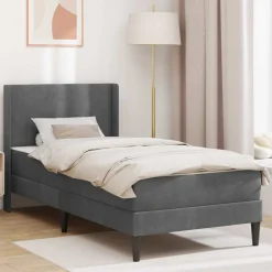 Bedframe met matras met matras Donkergrijs 90 x 200 cm Fluweel>vidaXL Outlet