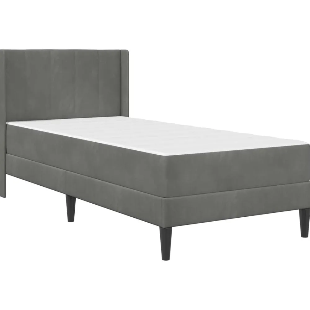 Bedframe met matras met matras Donkergrijs 90 x 200 cm Fluweel>vidaXL Outlet