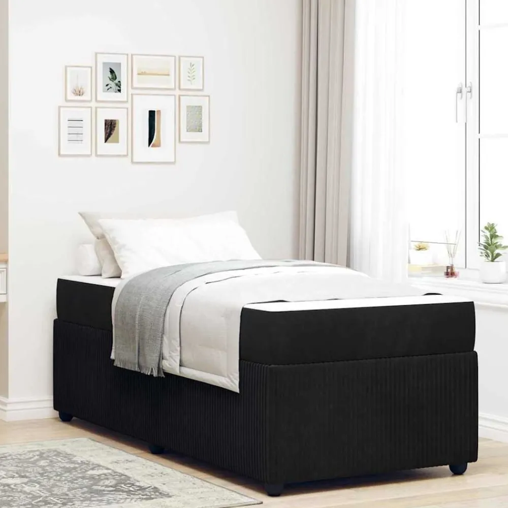 Bedden & Accessoires*vidaXL Bedframe met matras 80 x 200 cm Stof Zwart