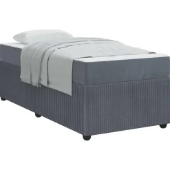 Bedden & Accessoires*vidaXL Bedframe met matras 80 x 200 cm Stof Donkergrijs