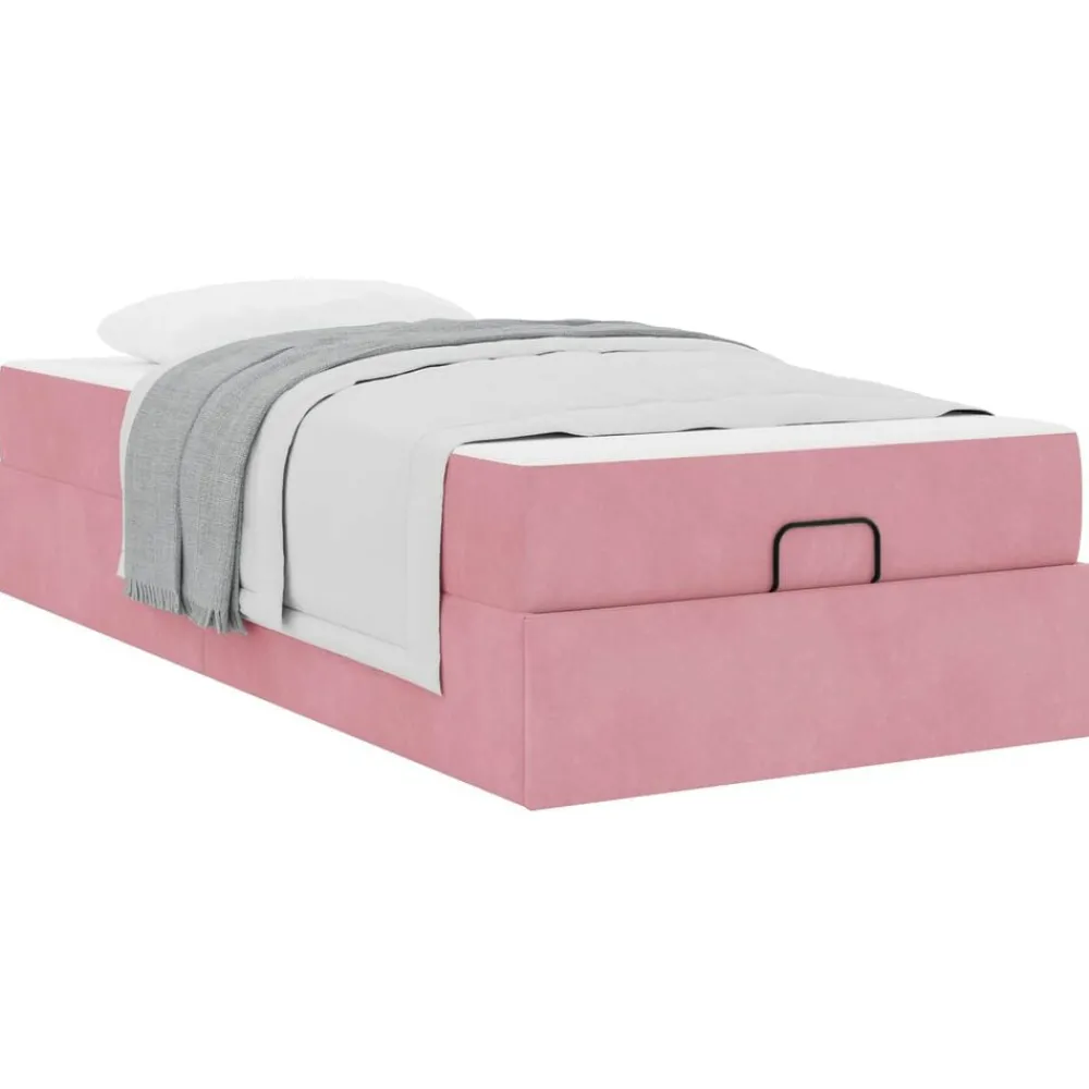 Bedden & Accessoires*vidaXL Bedframe met matras 2 pcs Fluweel Roze