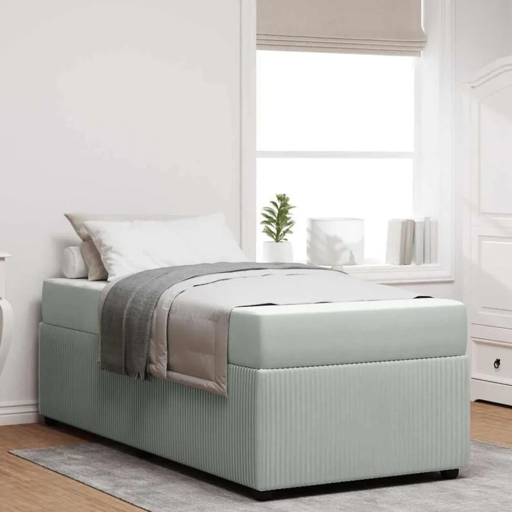 Bedframe met matras 80 x 200 cm Stof>vidaXL Outlet