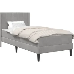 Bedden & Accessoires*vidaXL Bedframe met matras 80 x 200 cm Fluweel Lichtgrijs
