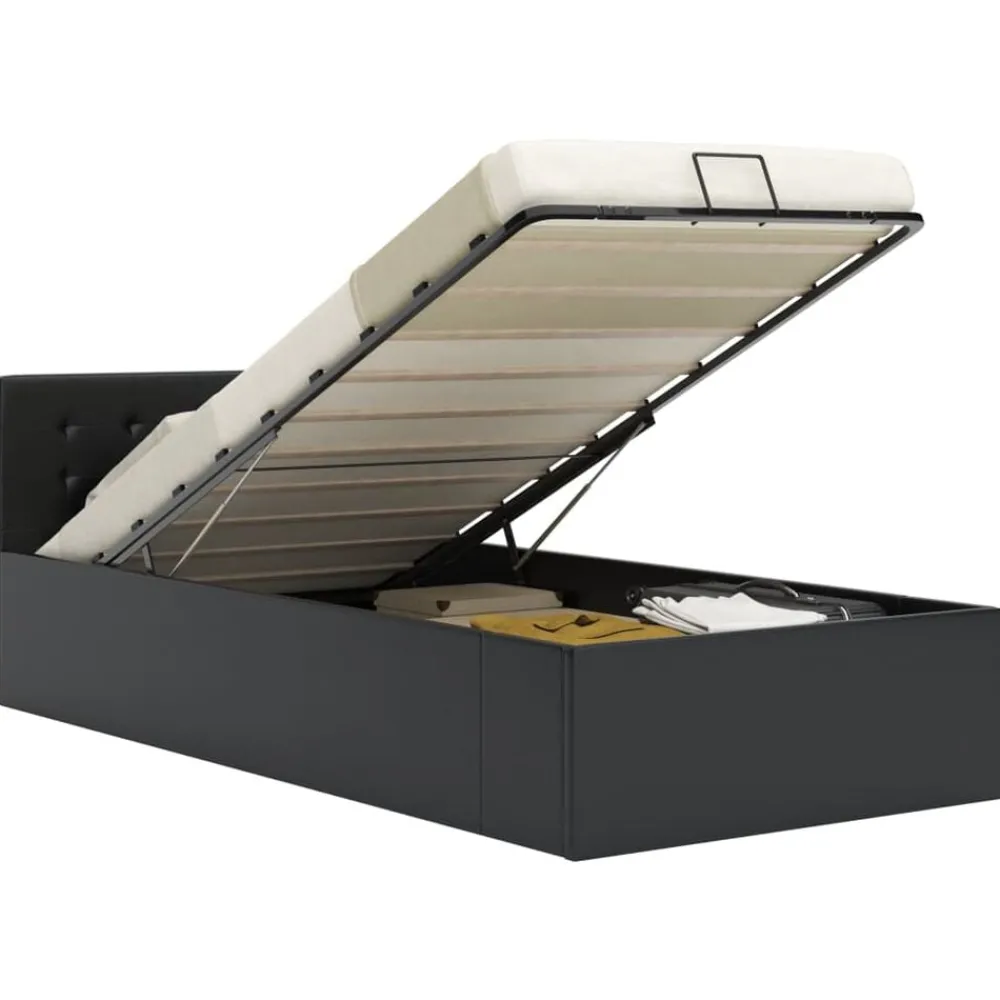 Bedframe met opbergruimte hydraulisch kunstleer 90x200 cm>vidaXL Sale
