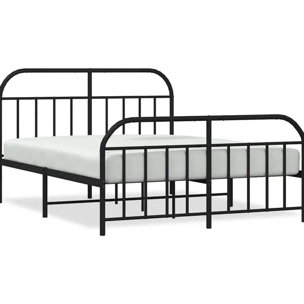Bedden & Accessoires*vidaXL Bedframe met voetbord zonder matras metaal 180x200 cm Zwart