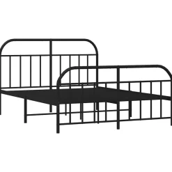 Bedden & Accessoires*vidaXL Bedframe met voetbord zonder matras metaal 180x200 cm Zwart