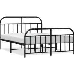 Bedden & Accessoires*vidaXL Bedframe met voetbord zonder matras metaal 160x200 cm Zwart