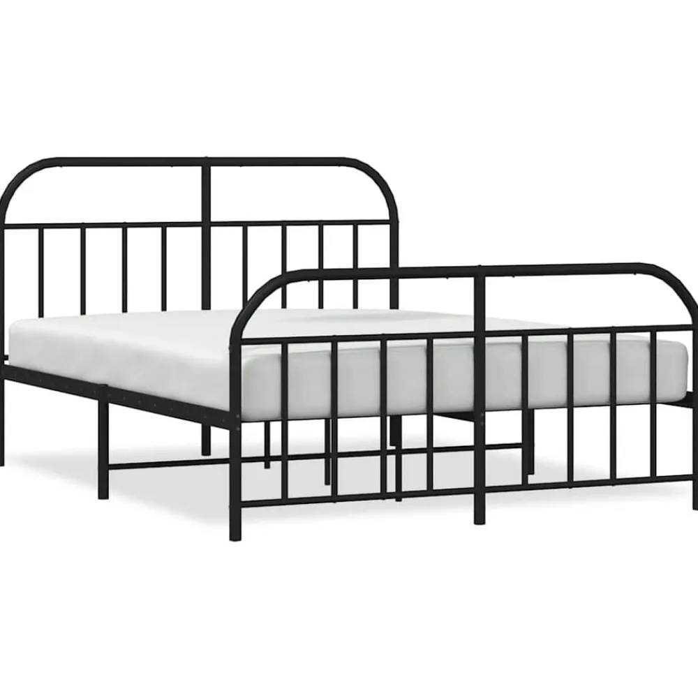 Bedden & Accessoires*vidaXL Bedframe met voetbord zonder matras metaal 160x200 cm Zwart
