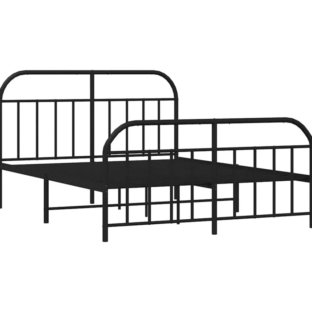 Bedden & Accessoires*vidaXL Bedframe met voetbord zonder matras metaal 160x200 cm Zwart