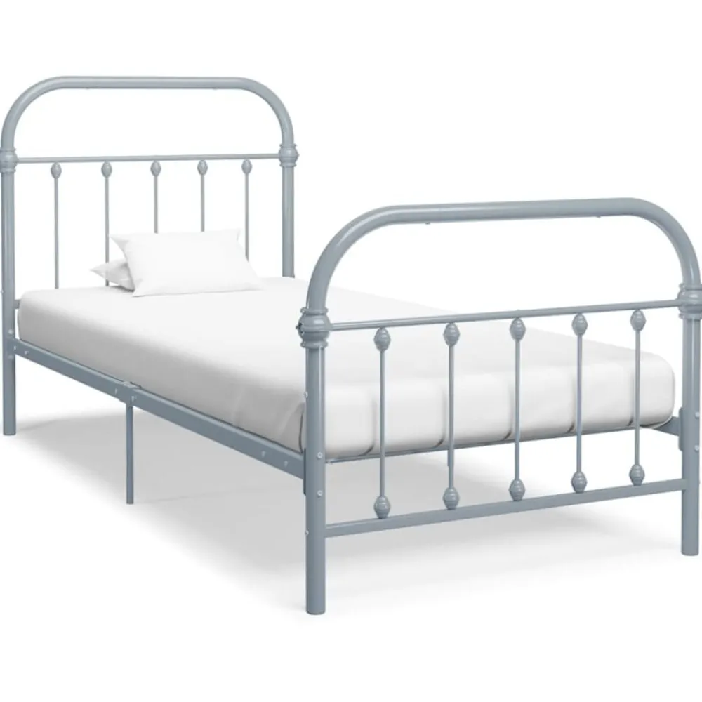 Bedden & Accessoires*vidaXL Bedframe metaal 90x200 cm Grijs