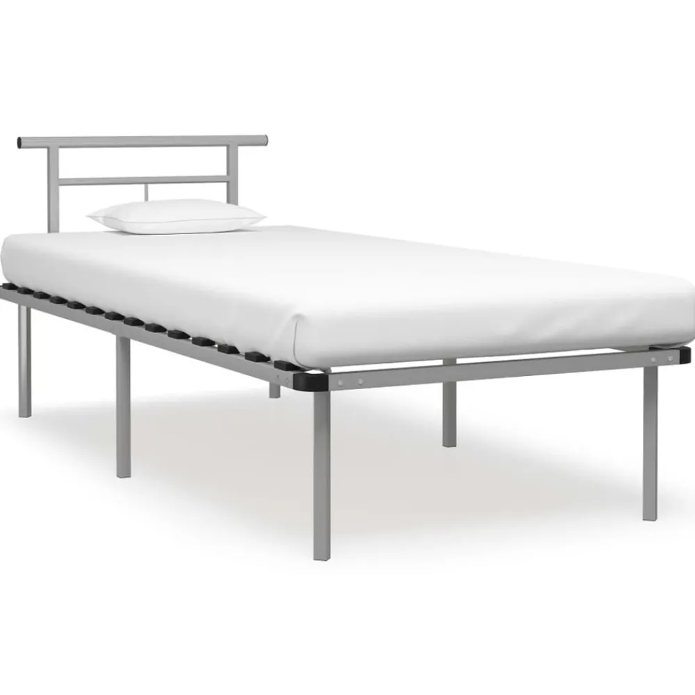 Bedden & Accessoires*vidaXL Bedframe metaal 90x200 cm Grijs