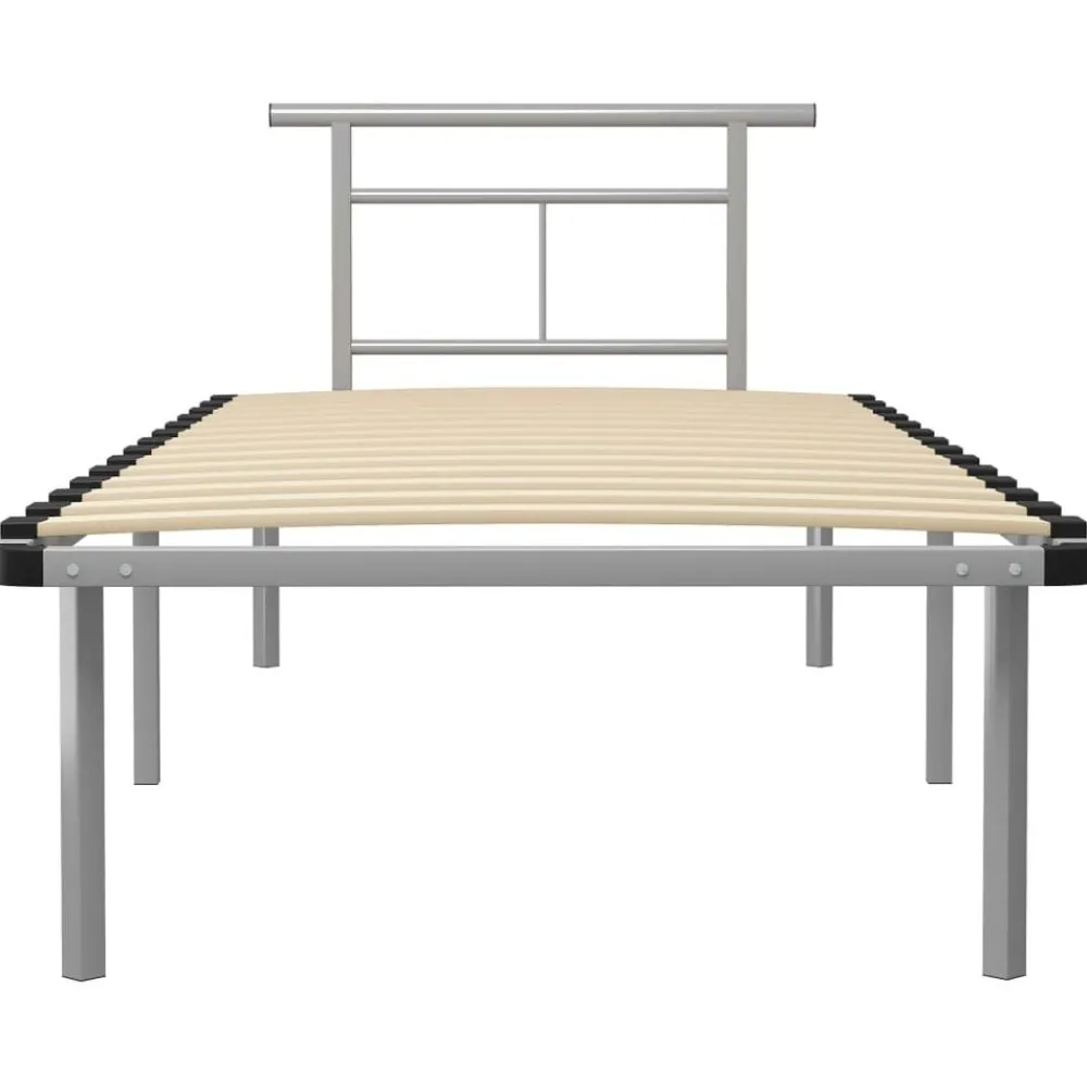 Bedden & Accessoires*vidaXL Bedframe metaal 90x200 cm Grijs