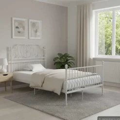 Bedden & Accessoires*vidaXL Bedframe metaal 120x200 cm Wit