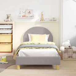 Bedframe voor kinderen met hoofdbord Lichtgrijs 80 x 160 cm>vidaXL Discount