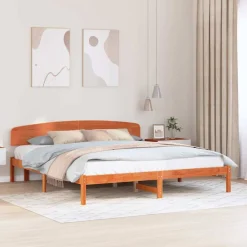 Bedden & Accessoires*vidaXL Bedframe 200 x 200 cm Massief grenenhout Wasbruin
