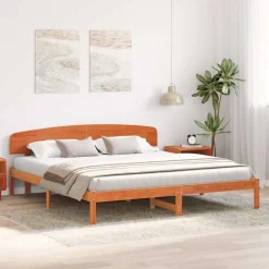 Bedden & Accessoires*vidaXL Bedframe 200 x 200 cm Massief grenenhout Wasbruin