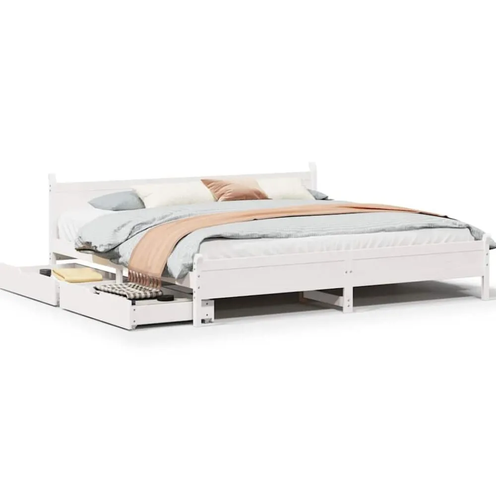 Bedframe zonder matras massief grenenhout 200x200 cm>vidaXL Discount