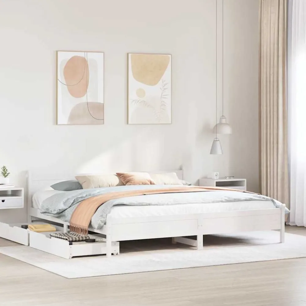 Bedframe zonder matras massief grenenhout 200x200 cm>vidaXL Discount