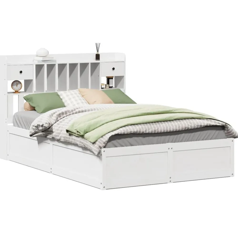Bedden & Accessoires*vidaXL Bedframe zonder matras massief grenenhout 160x200 cm Wit